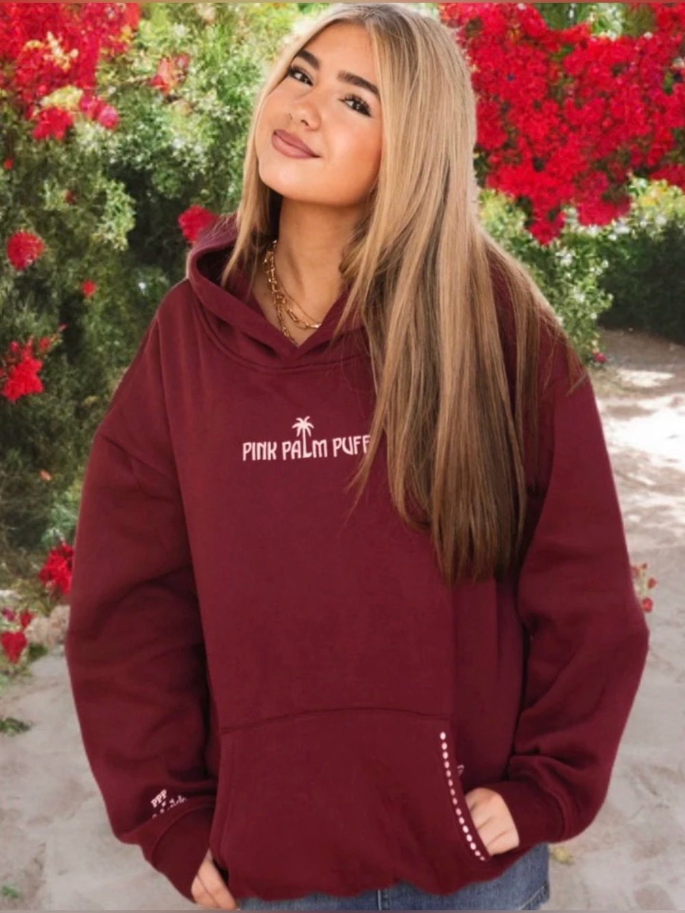 Embreigh Courtlyn’s
Pink Palm Puff Hoodie